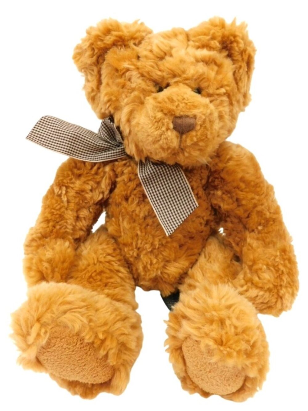 RUSS Chubbie Honey Brown Plush Teddy Bear Gingham Bow Stuffed Animal Toy